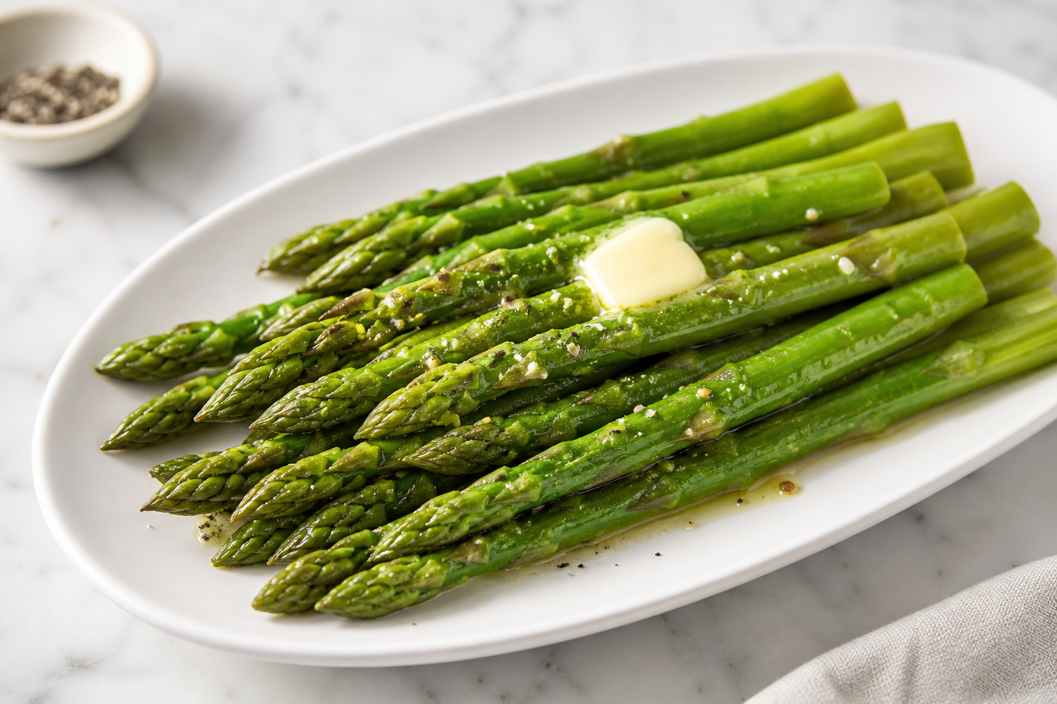 Tender boiled asparagus spears