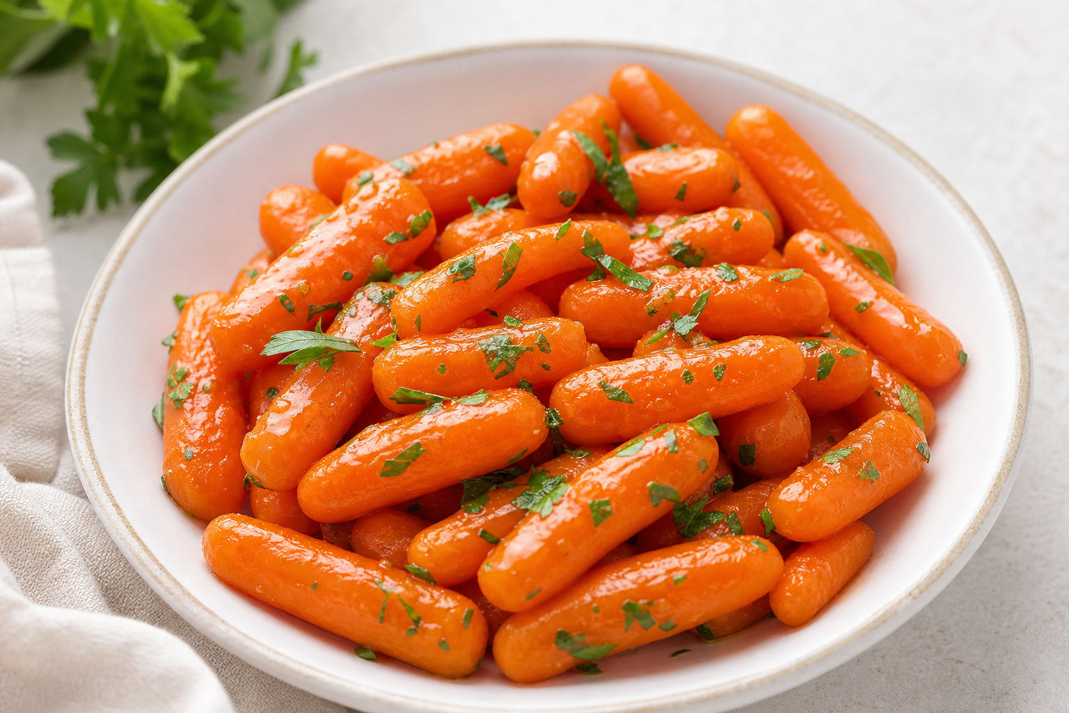 Glossy butter-glazed carrots
