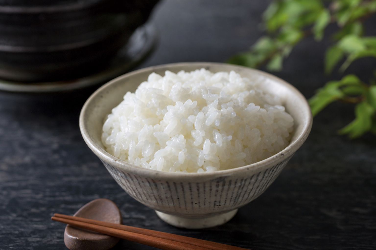 Glossy Japanese short-grain steamed rice