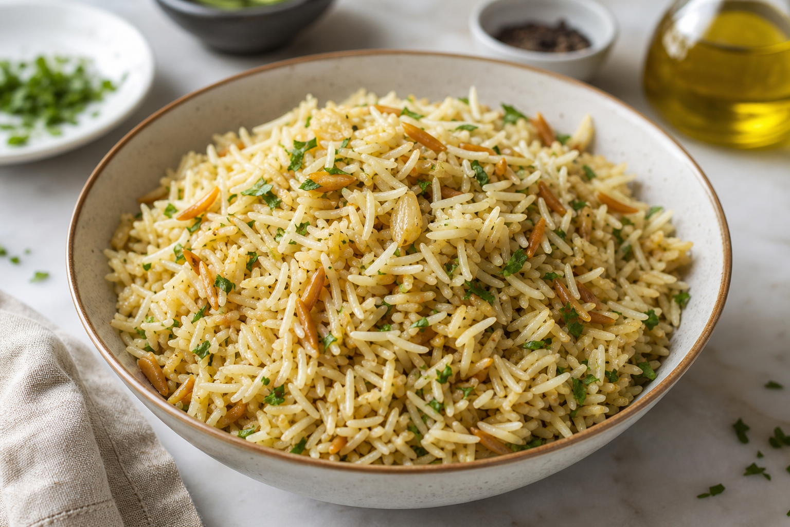 Fluffy rice pilaf with toasted grains