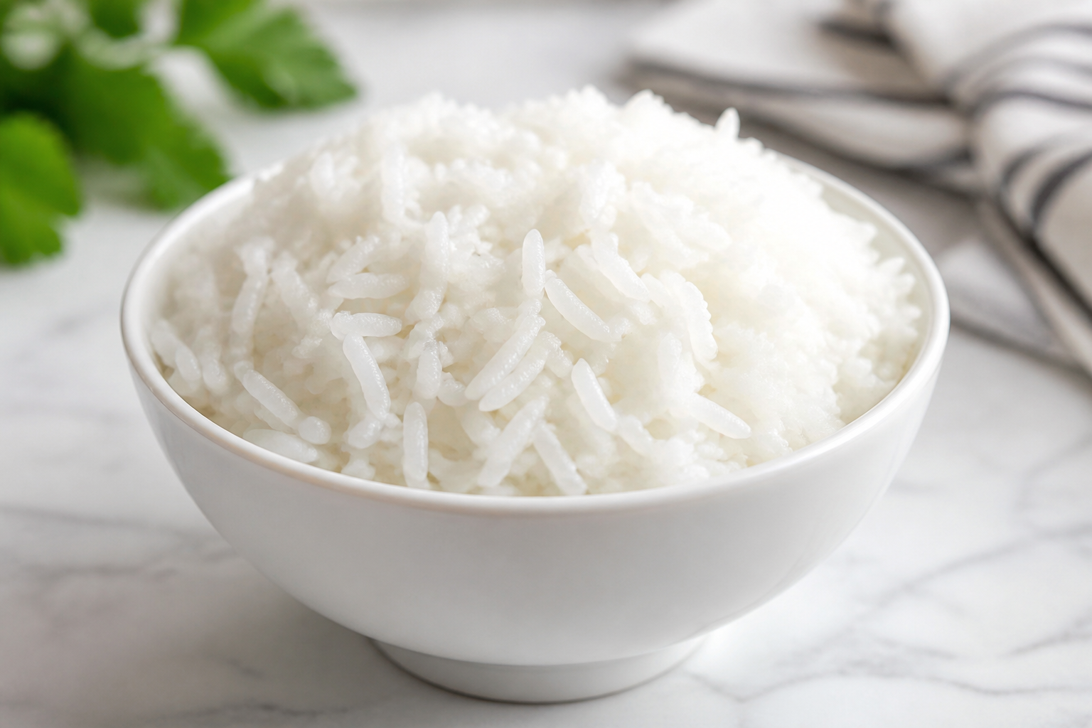 A bowl of fluffy steamed white rice