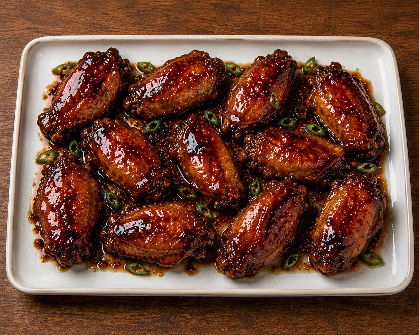 Sticky, caramelized teriyaki-glazed chicken wings
