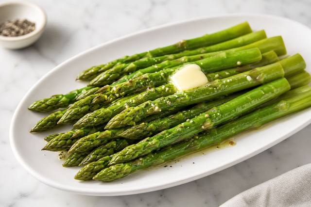 Tender boiled asparagus spears