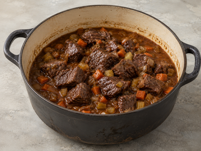 Fork-tender braised beef in a rich sauce