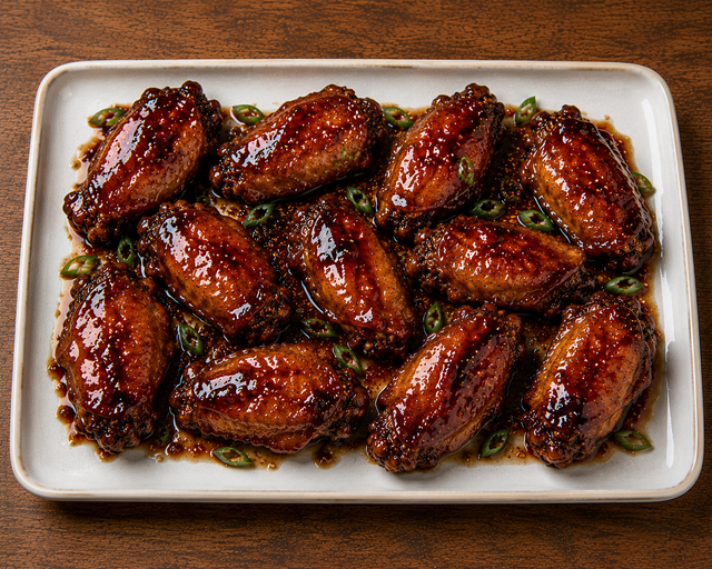 Sticky, caramelized teriyaki-glazed chicken wings